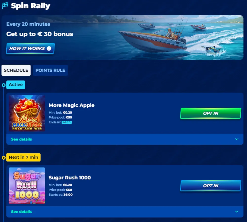 BassBet Spin Rally rebríček a nedávne štatistiky veľkých výhier.